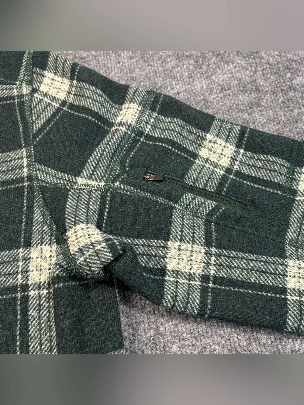 The North Face Fleece Pullover Mens XL Green Plaid 1/4 Zip Jacket Shacket Gorp
